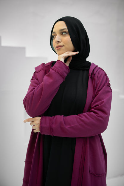 Casual Cuddle Cardigan - Burgundy Pink