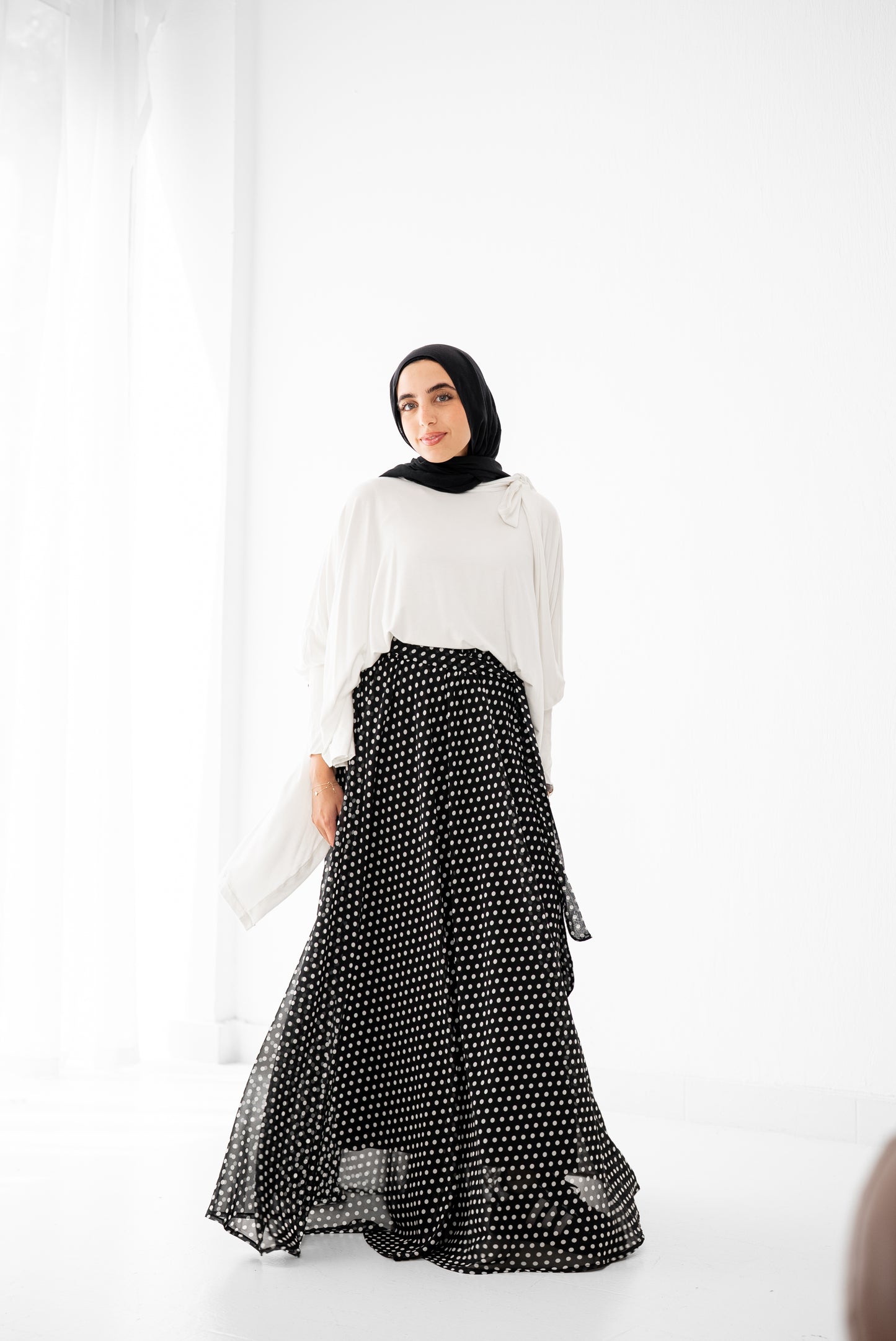 Polka Dots Belted Cloche - Black