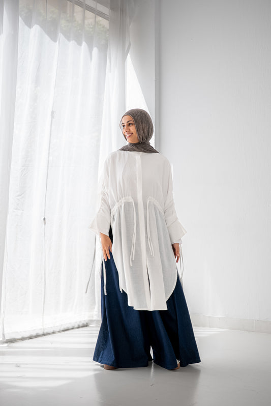 Cinched Cascade Shirt - White