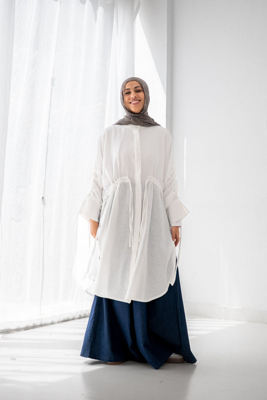 Cinched Cascade Shirt - White