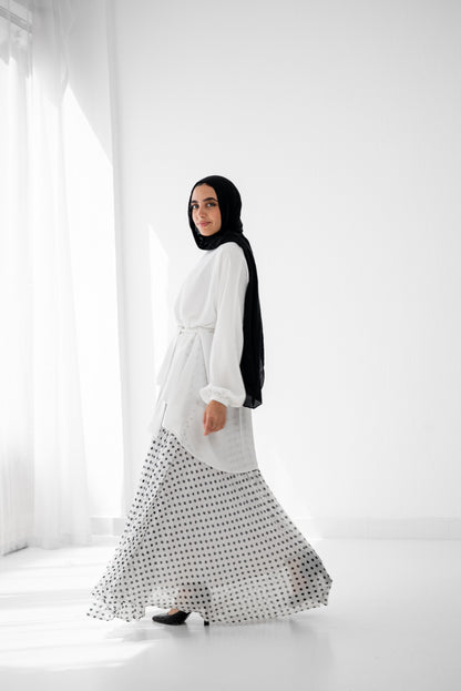 Pleats Perfection - Polka Dots White