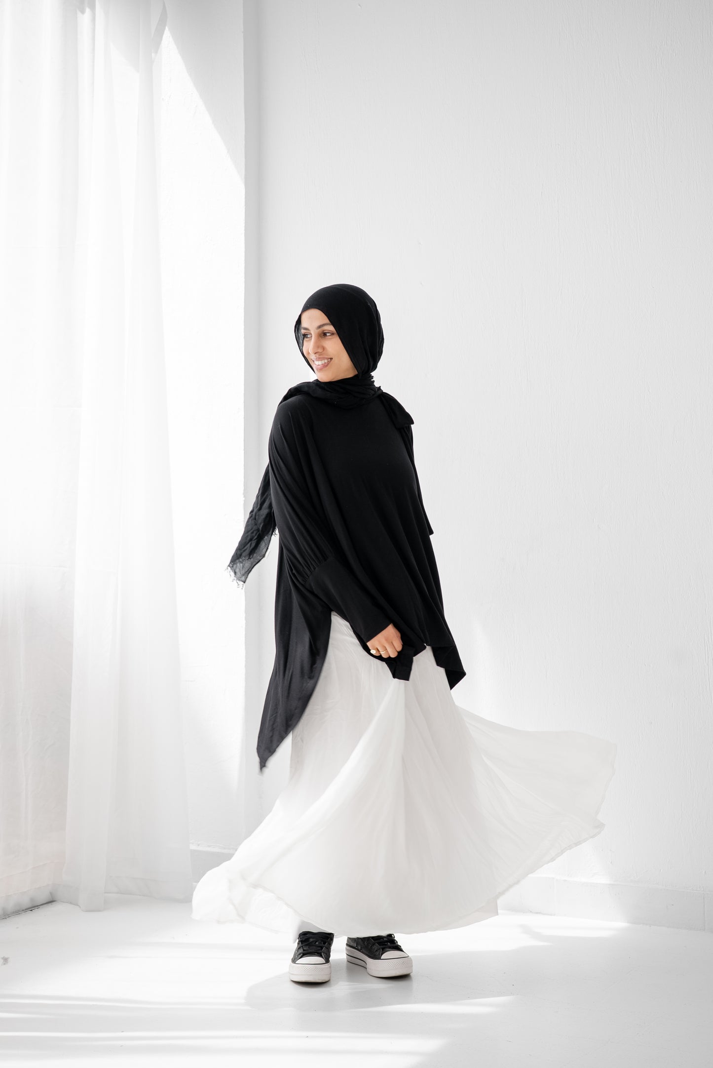 Crushed Chiffon Skirt - White