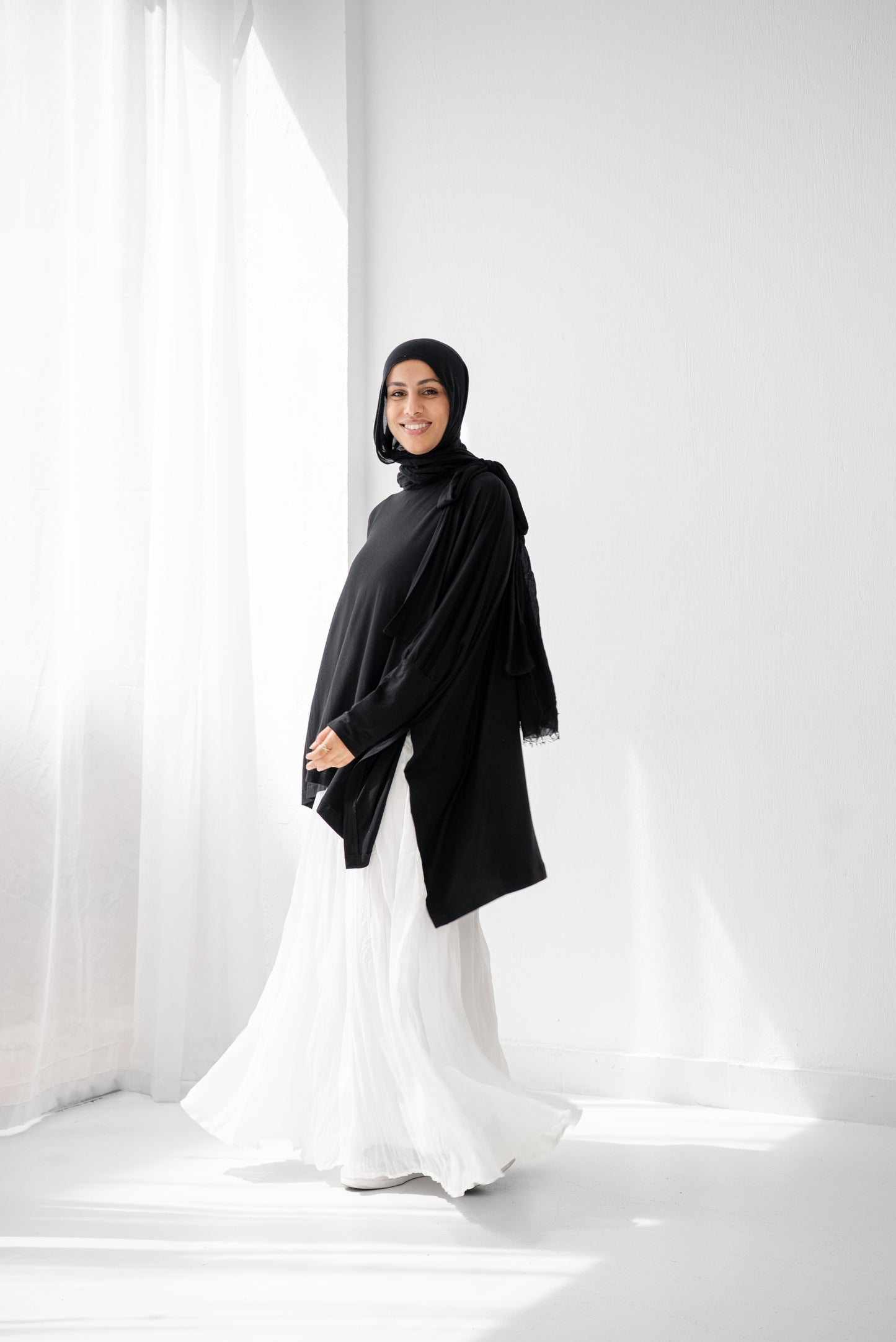 Crushed Chiffon Skirt - White
