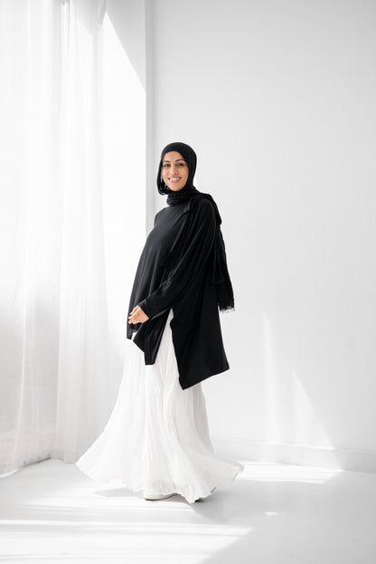 Crushed Chiffon Skirt - White