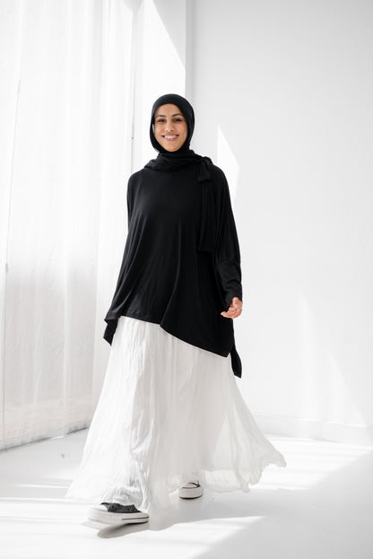Crushed Chiffon Skirt - White