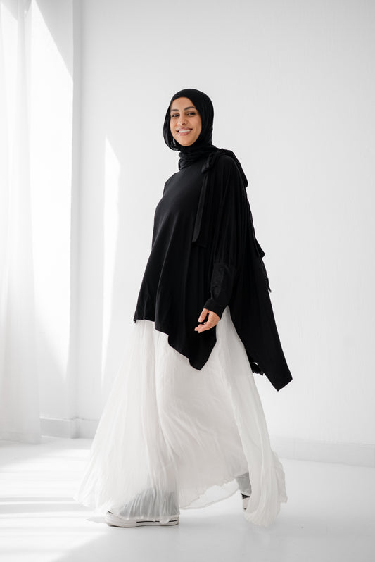 Crushed Chiffon Skirt - White