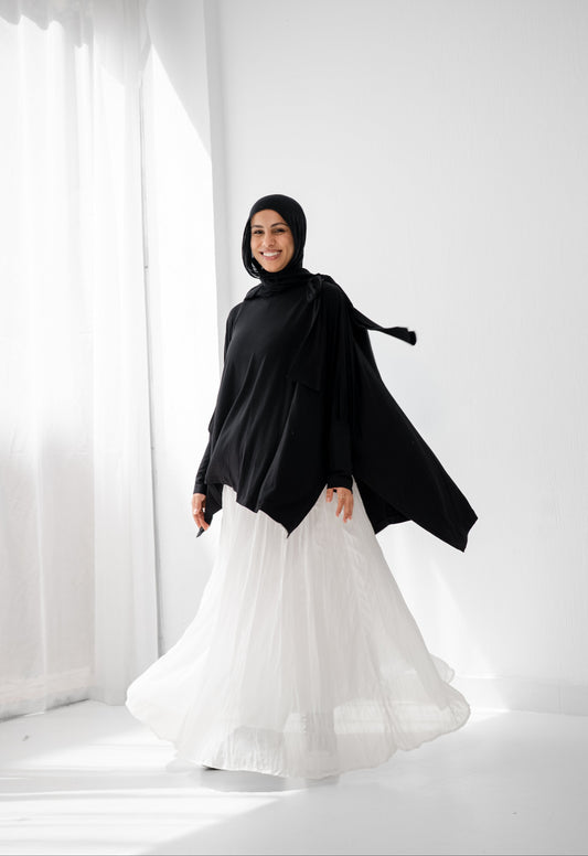 Crushed Chiffon Skirt - White
