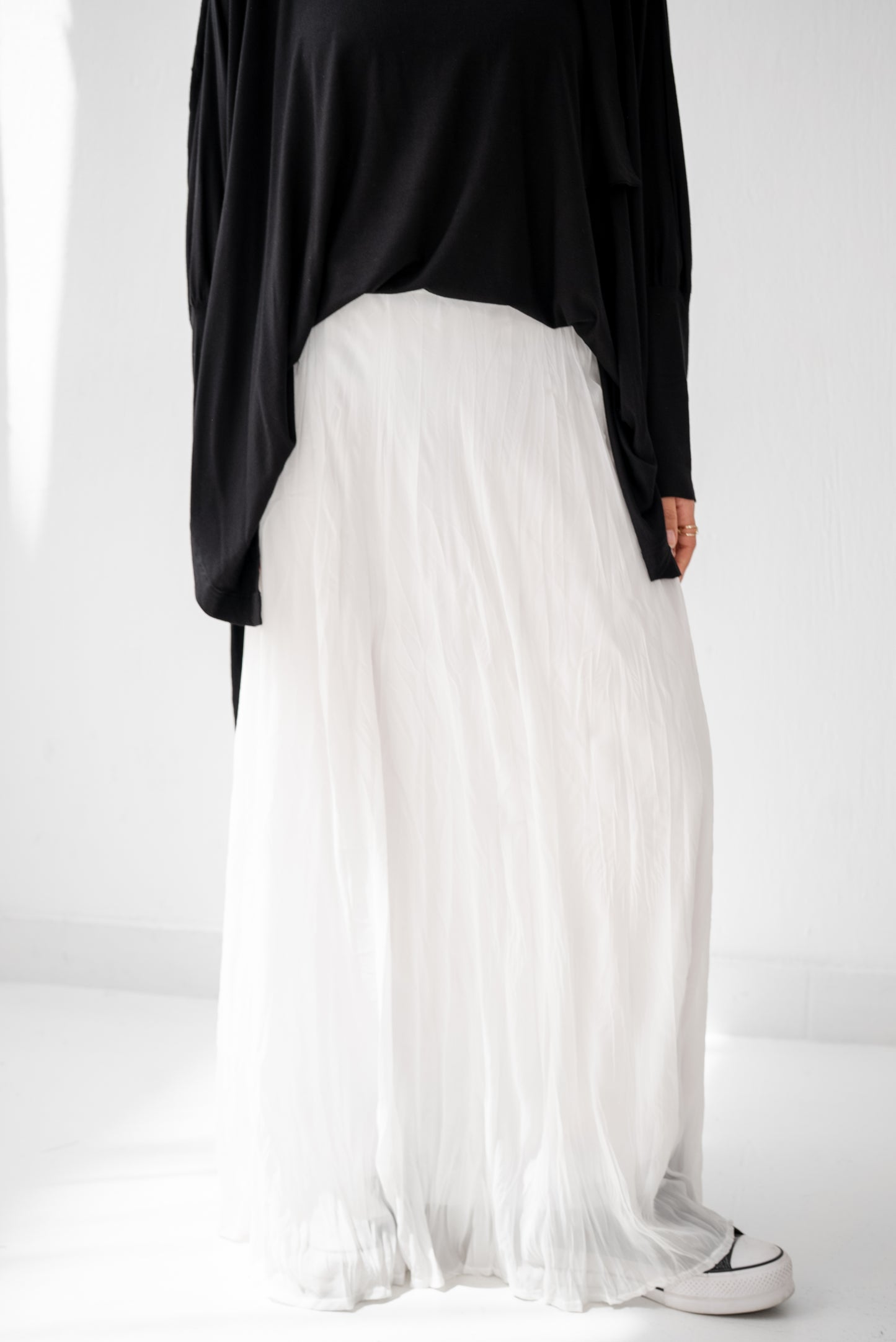 Crushed Chiffon Skirt - White
