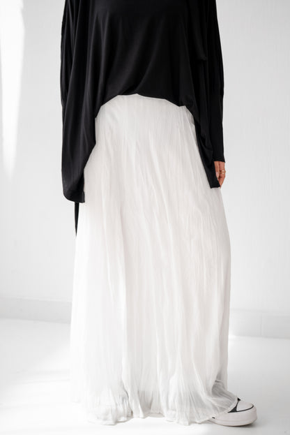 Crushed Chiffon Skirt - White