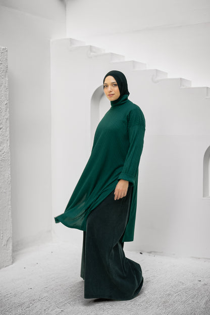 Ribbed Retreat Pullover - Green