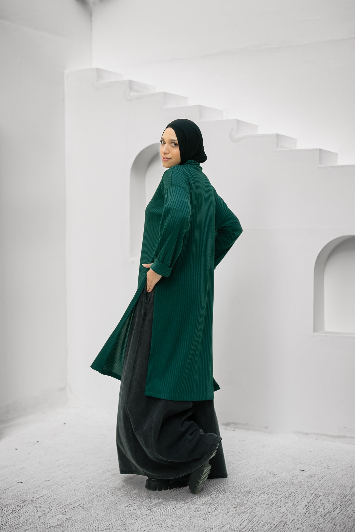 Ribbed Retreat Pullover - Green