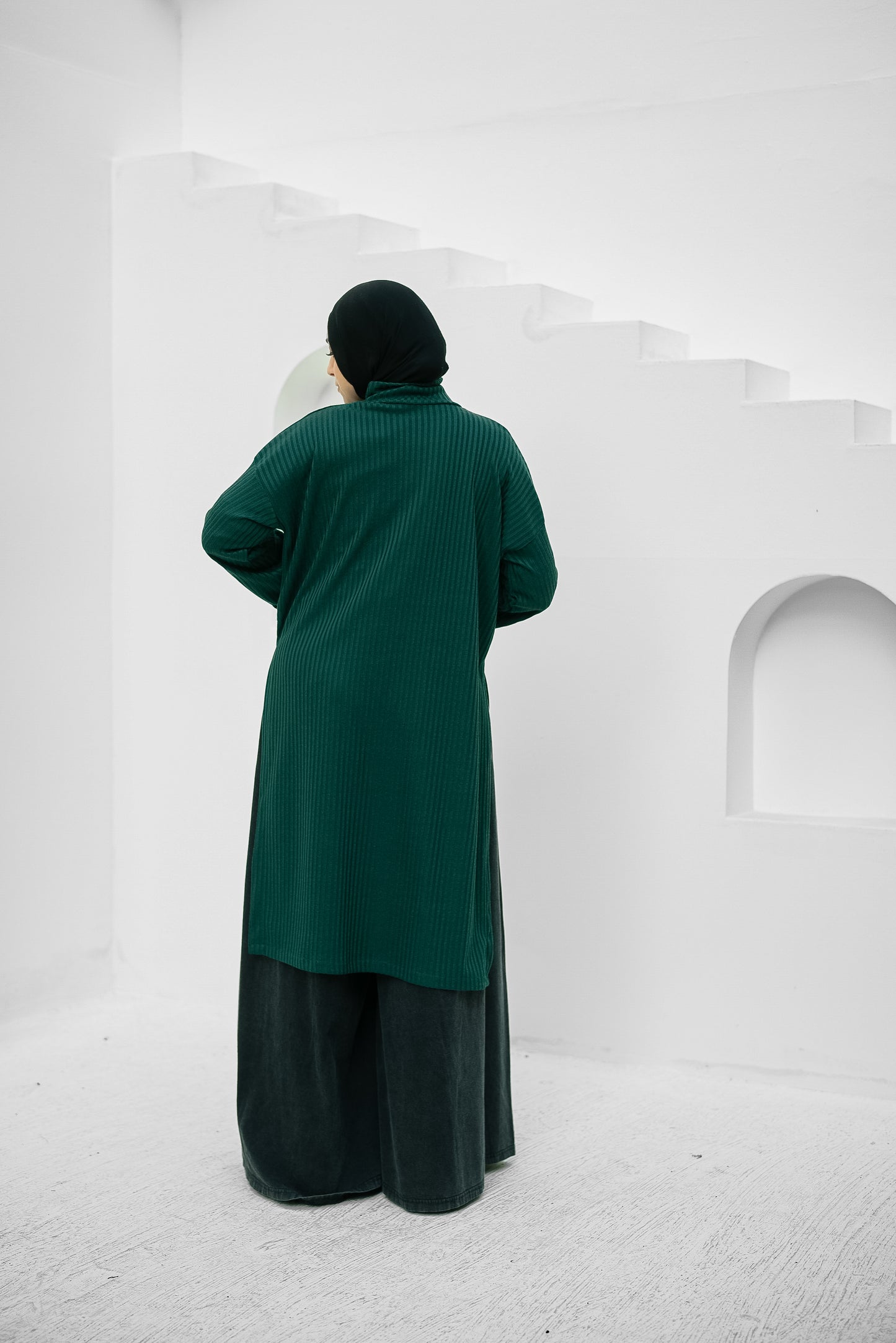 Ribbed Retreat Pullover - Green