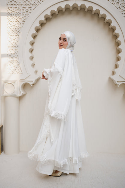 Fringes & Flare Cape - White