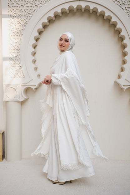 Fringes & Flare Cape - White