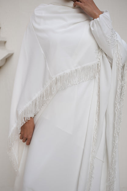 Fringes & Flare Cape - White