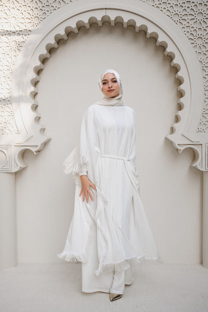 Fringes & Flare Cape - White