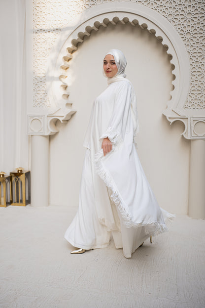 Fringes & Flare Cape - White