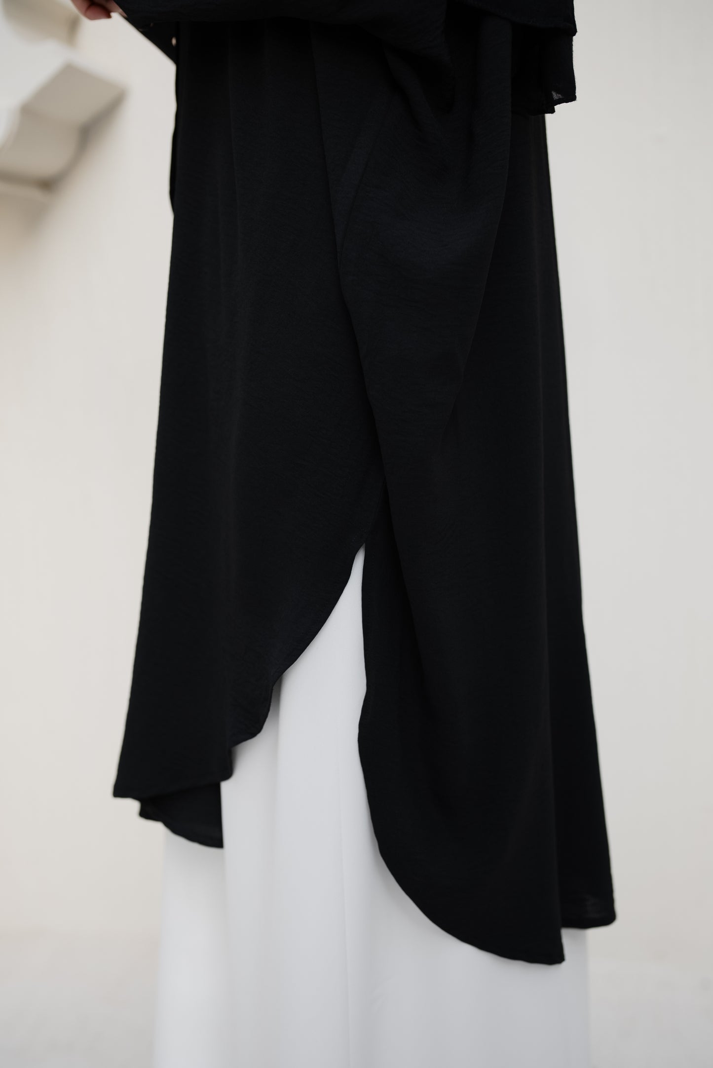 Gold Buttons Oversized Shirt - Black