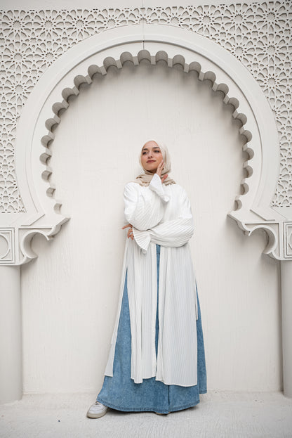 Petal Pleats Cape - White