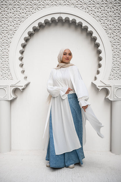 Petal Pleats Cape - White