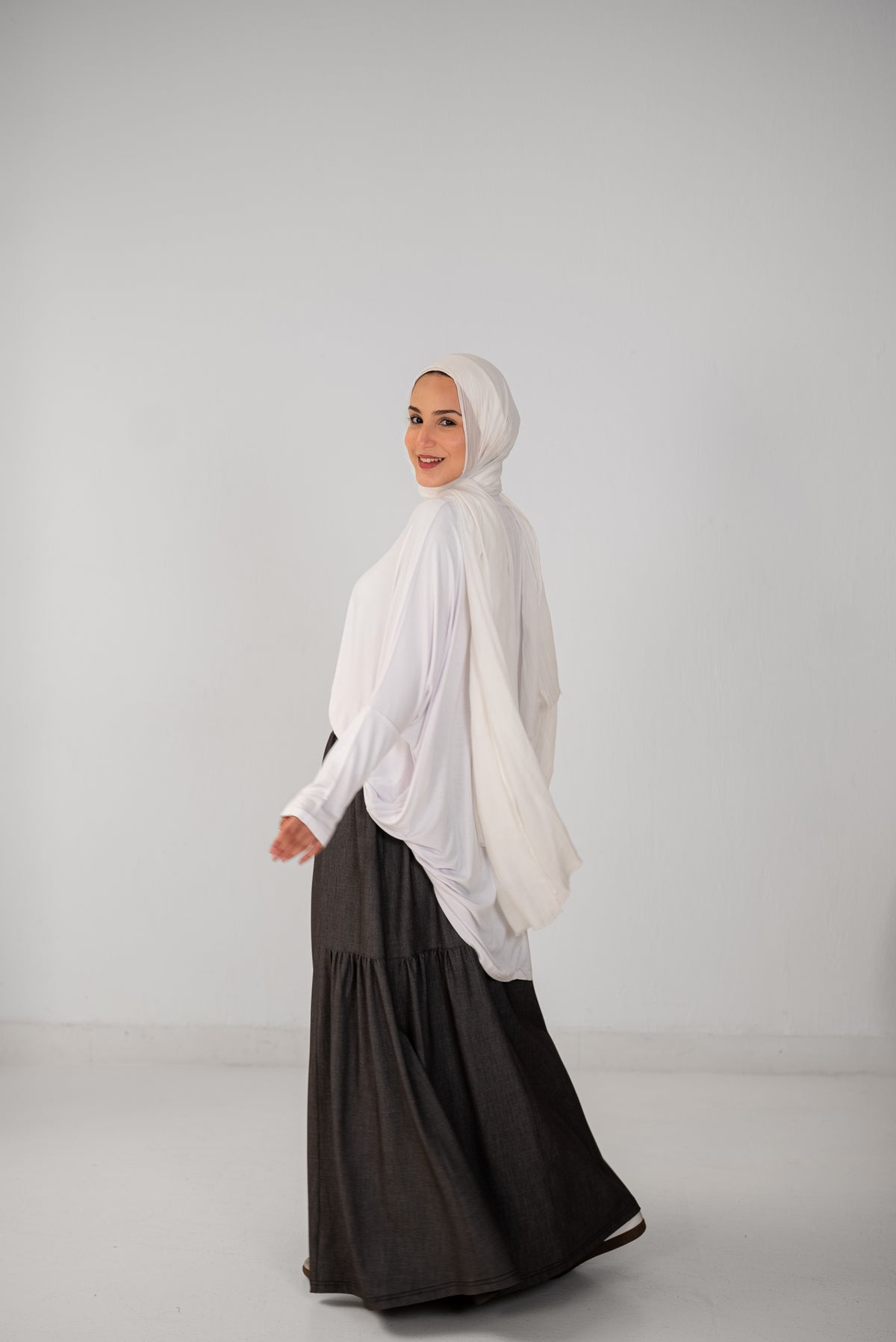 Denim Fine Frills Skirt - Silver Stone