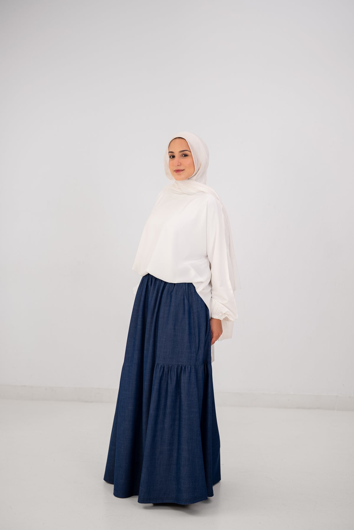 Denim Fine Frills Skirt - indigo stone