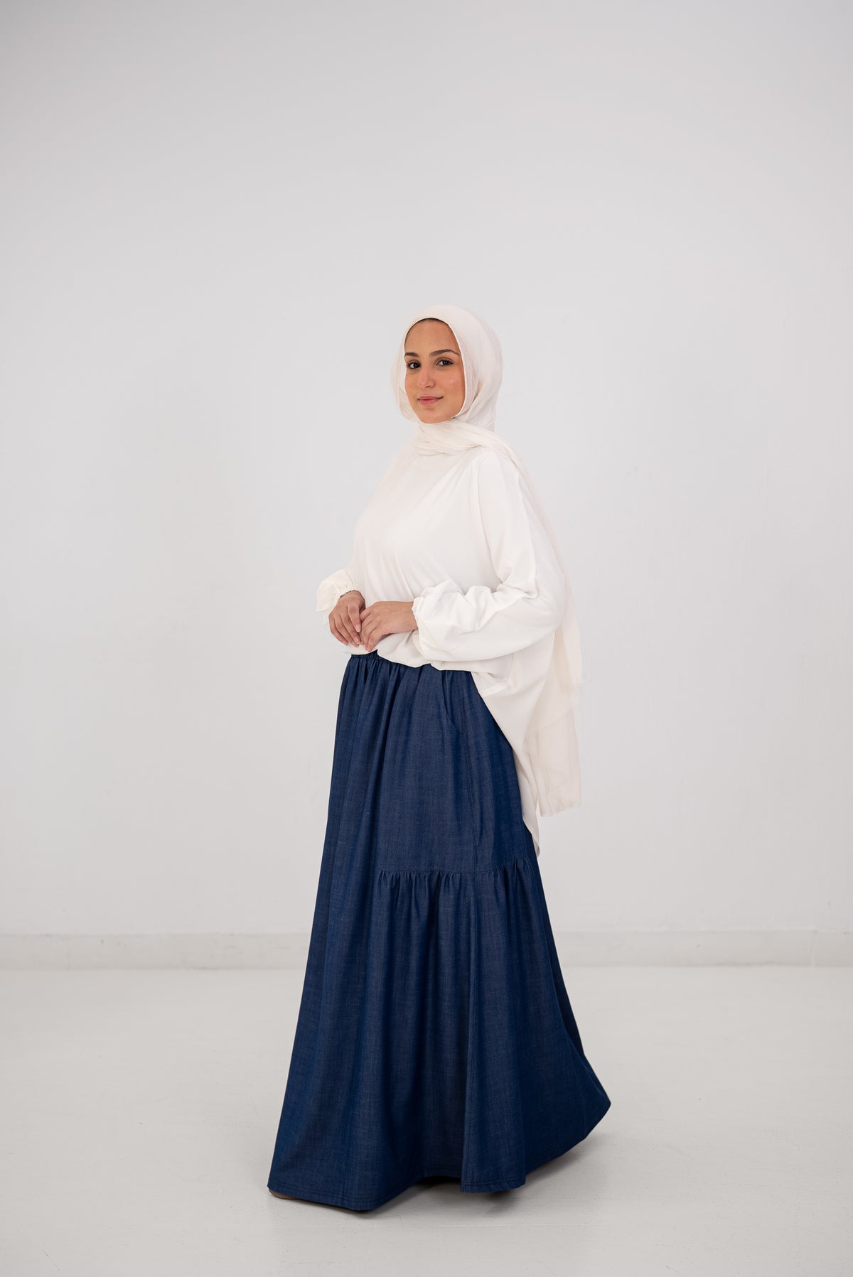 Denim Fine Frills Skirt - indigo stone