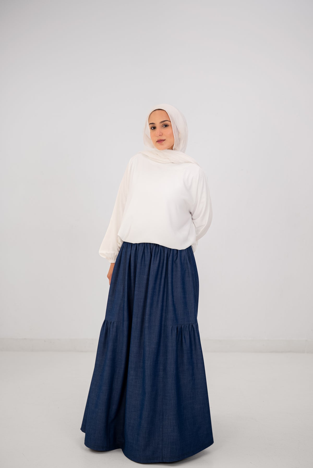 Denim Fine Frills Skirt - indigo stone