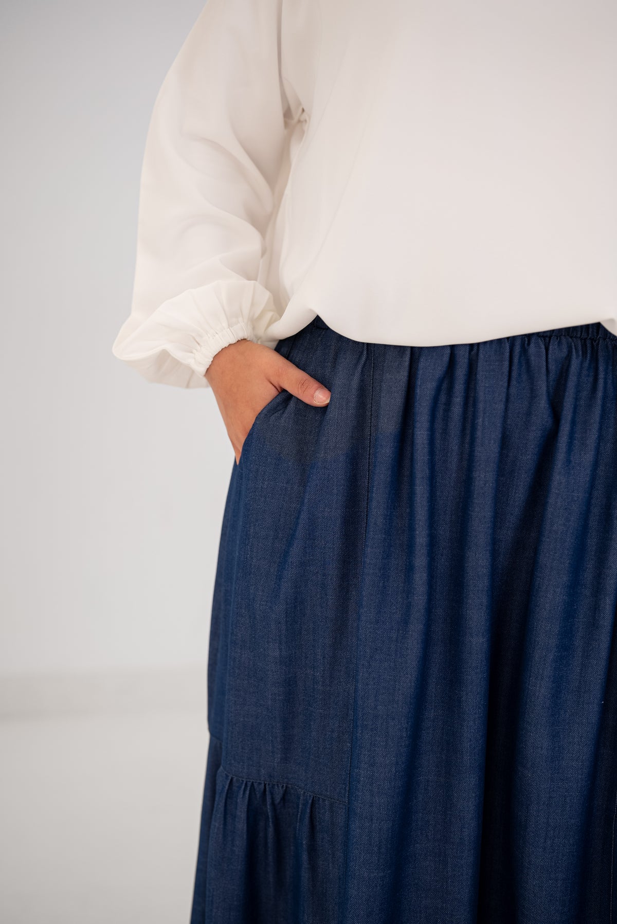 Denim Fine Frills Skirt - indigo stone