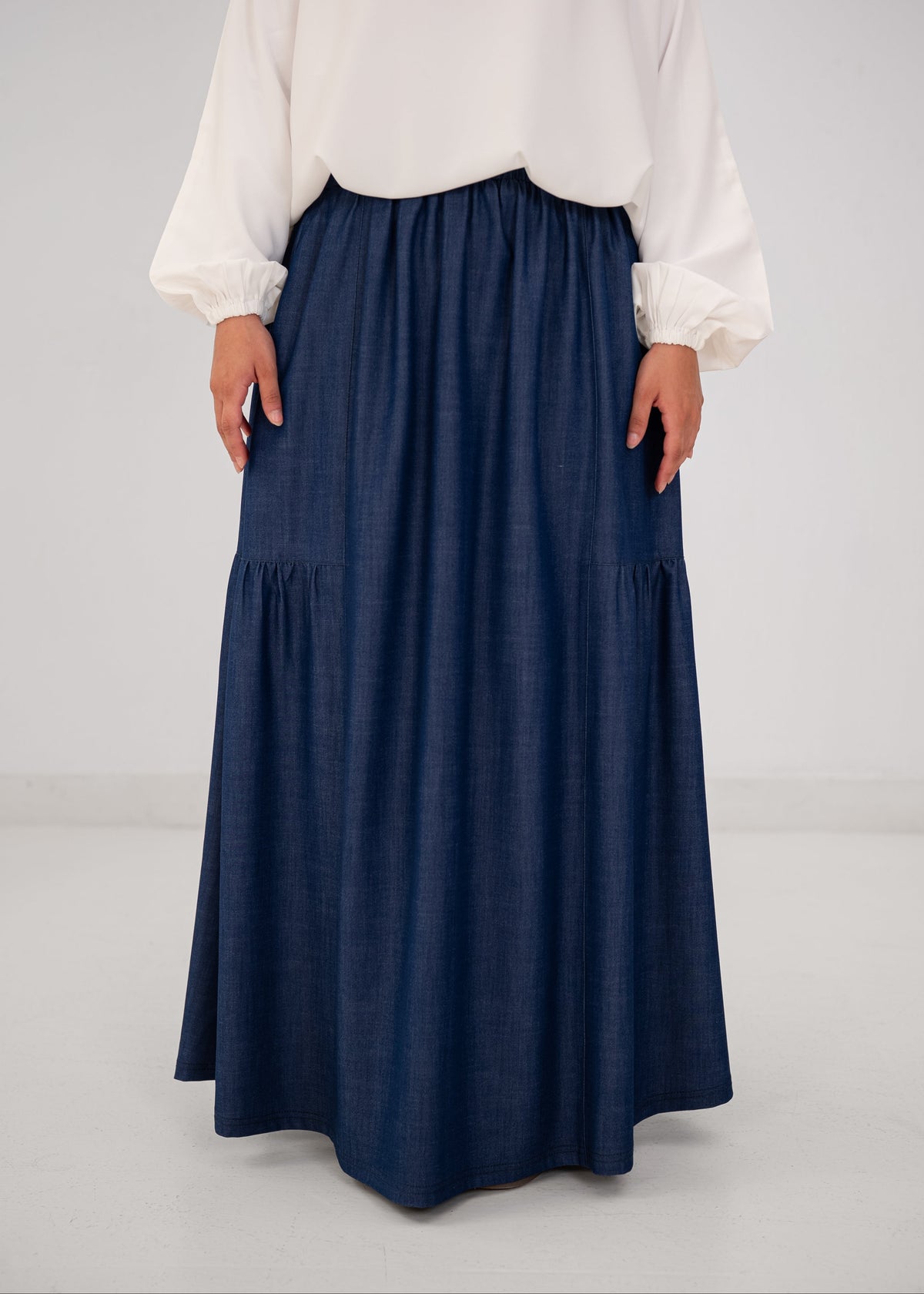 Denim Fine Frills Skirt - indigo stone