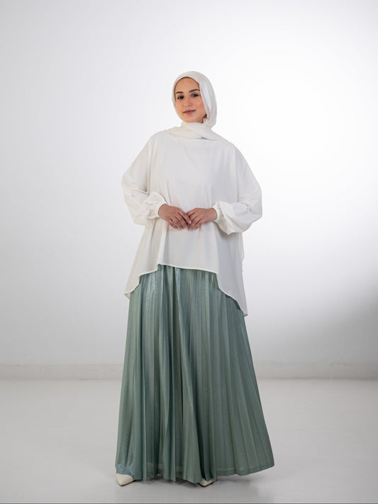 Shimmery Pleats Perfection - Sage Green