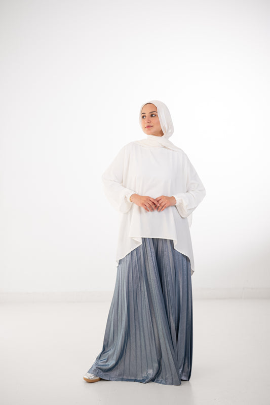 Shimmery Pleated Pants - Blue Mist