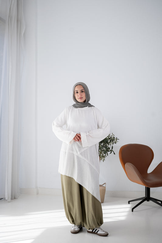 Balloon Linen Pants - Olive