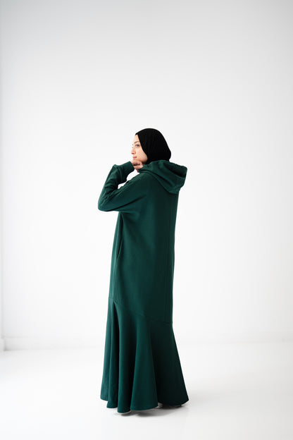 Hooded Harmony Dress - Emerald Green