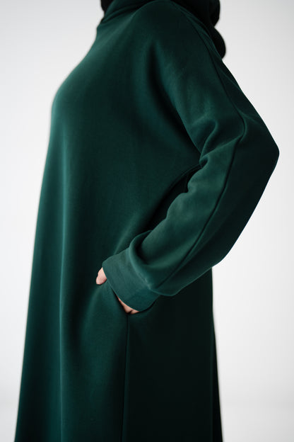 Hooded Harmony Dress - Emerald Green