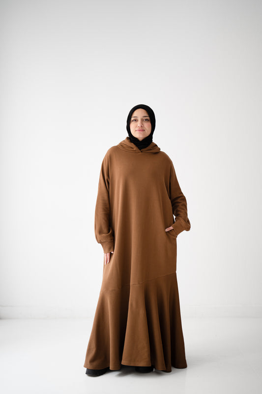 Tato Designs  Hooded Harmony Dress - Cinnamon