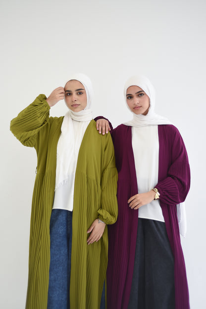 Petal Pleats Cardigan - Kiwi