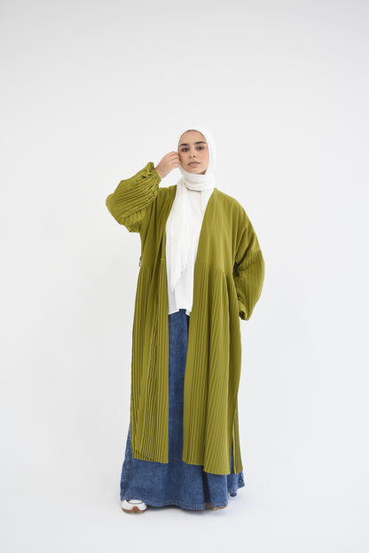 Petal Pleats Cardigan - Kiwi