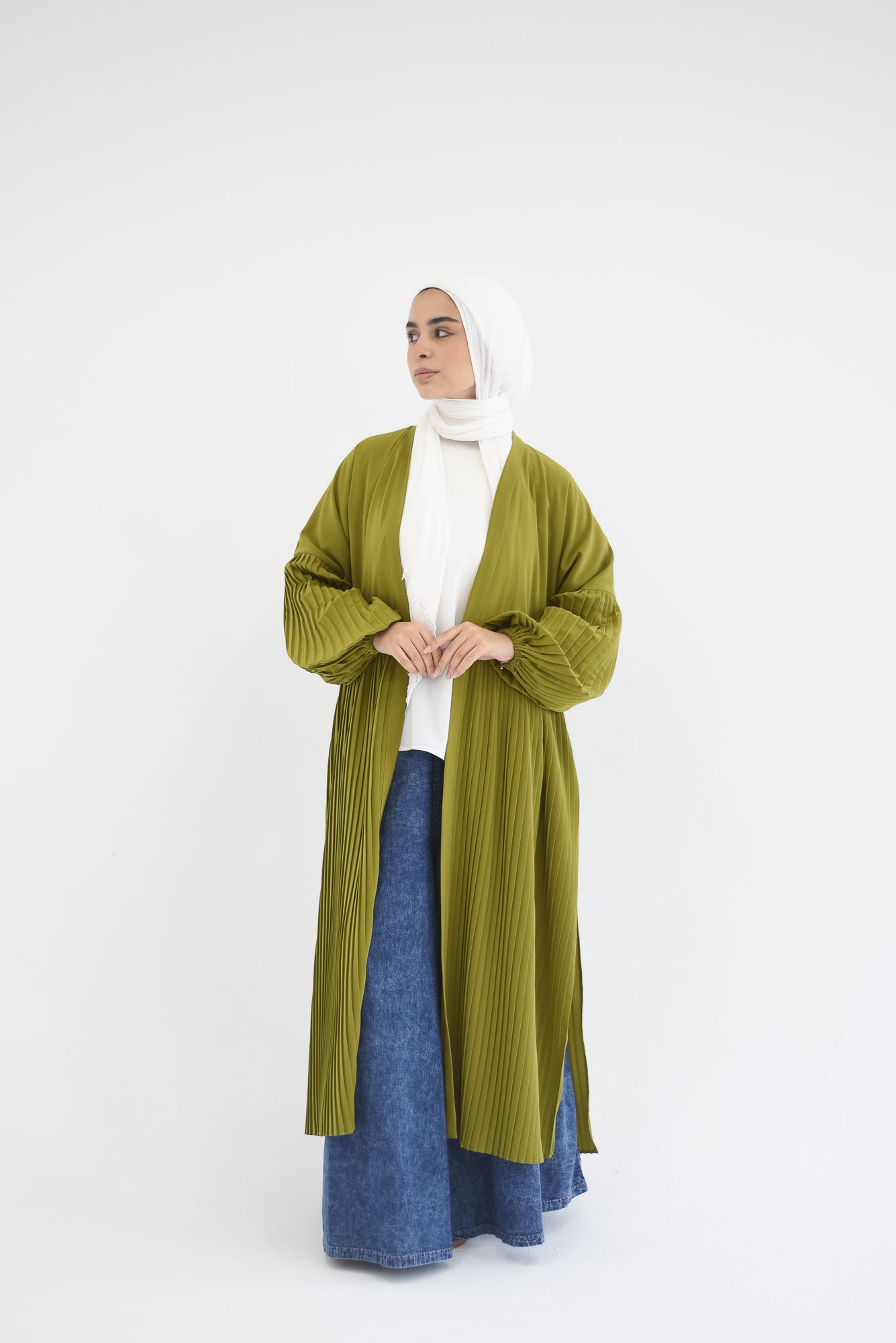 Petal Pleats Cardigan - Kiwi