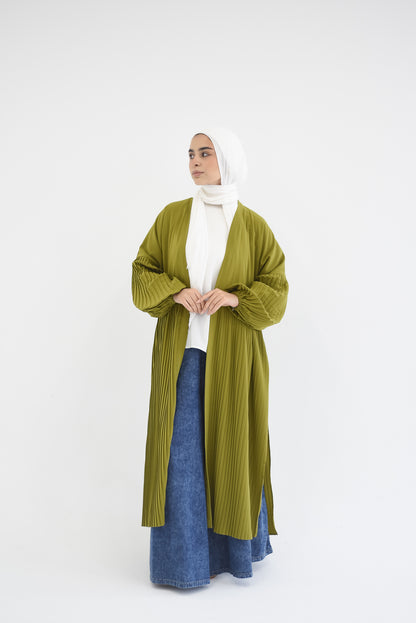 Petal Pleats Cardigan - Kiwi