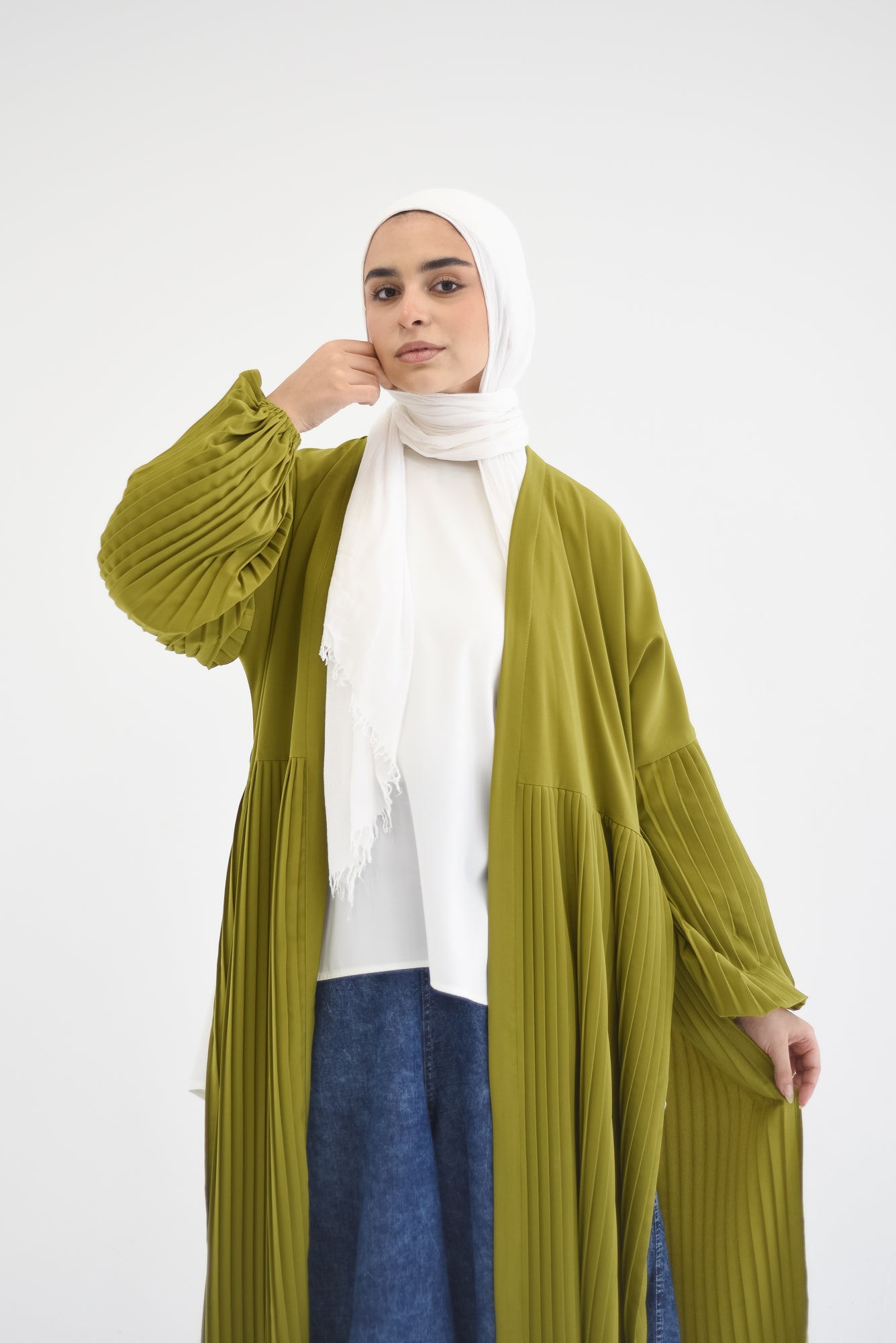Petal Pleats Cardigan - Kiwi