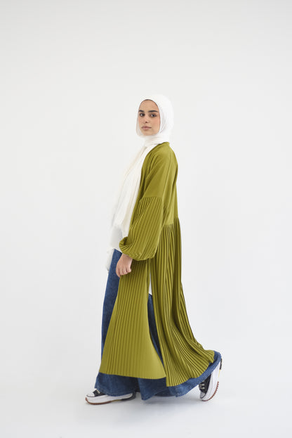 Petal Pleats Cardigan - Kiwi