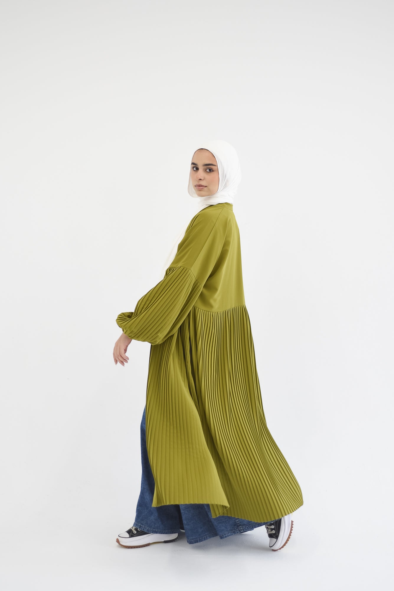 Petal Pleats Cardigan - Kiwi