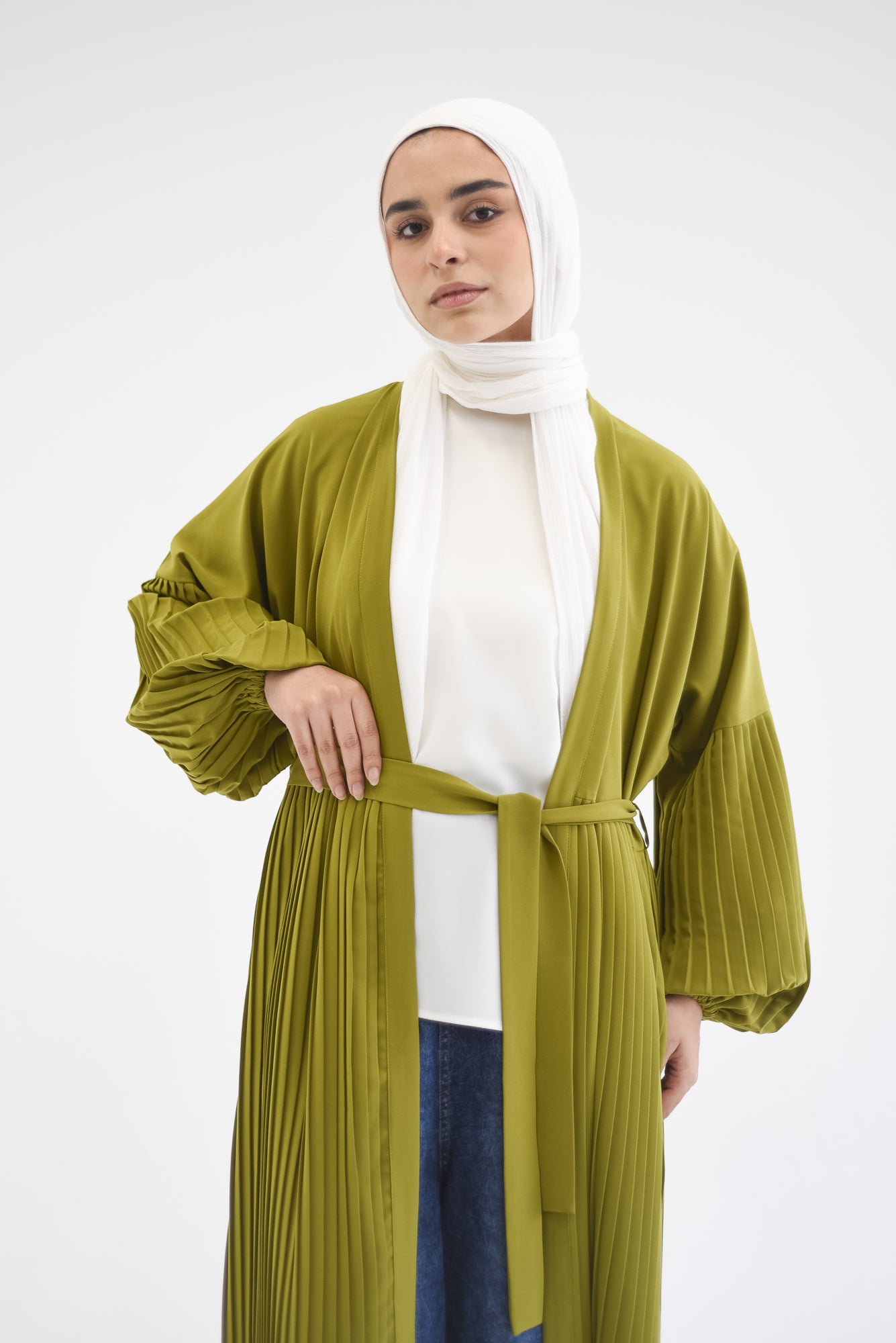Petal Pleats Cardigan - Kiwi