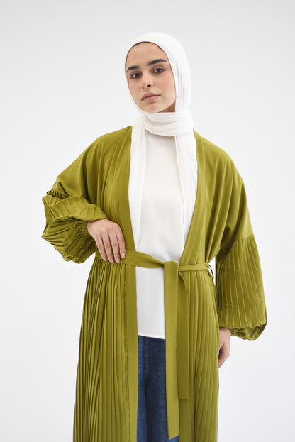 Petal Pleats Cardigan - Kiwi