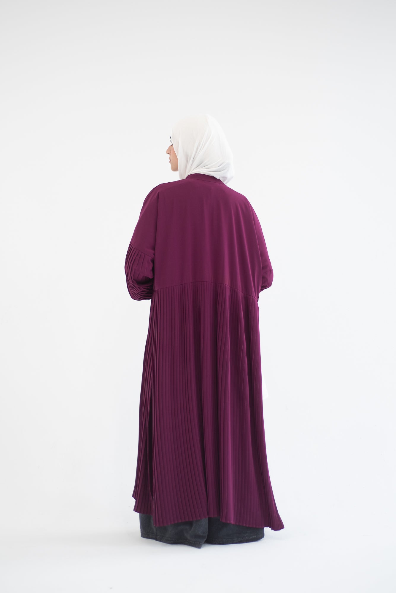 Petal Pleats Cardigan - Burgundy Pink