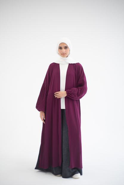 Petal Pleats Cardigan - Burgundy Pink