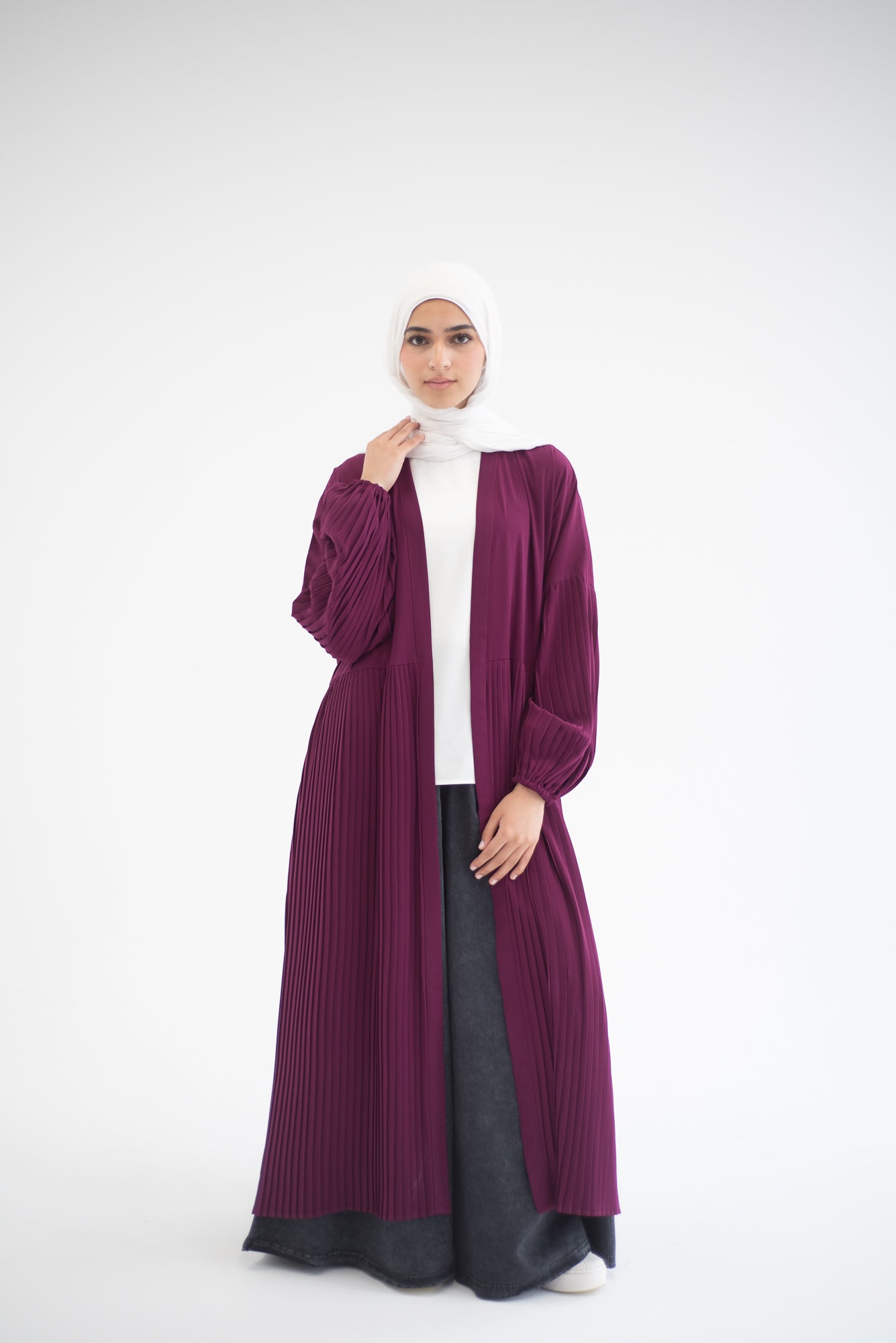 Petal Pleats Cardigan - Burgundy Pink