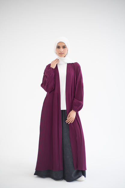 Petal Pleats Cardigan - Burgundy Pink