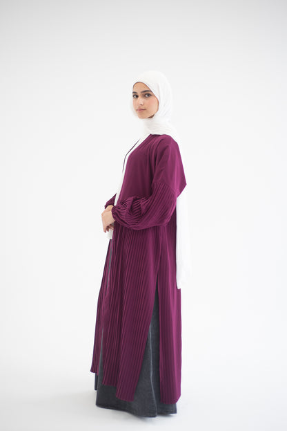 Petal Pleats Cardigan - Burgundy Pink